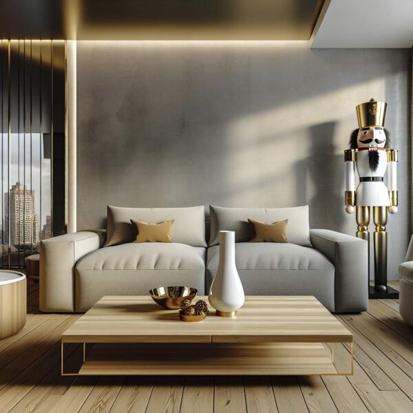 Élégance urbaine: casse-noisette blanc et doré